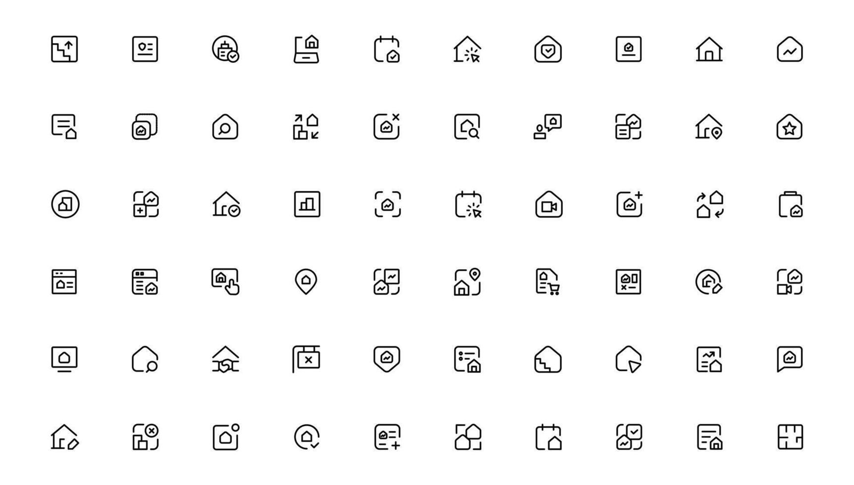 Real Estate minimal thin line web icon set. Included the icons as realty, property, mortgage, home loan and more. Outline icons collection vector