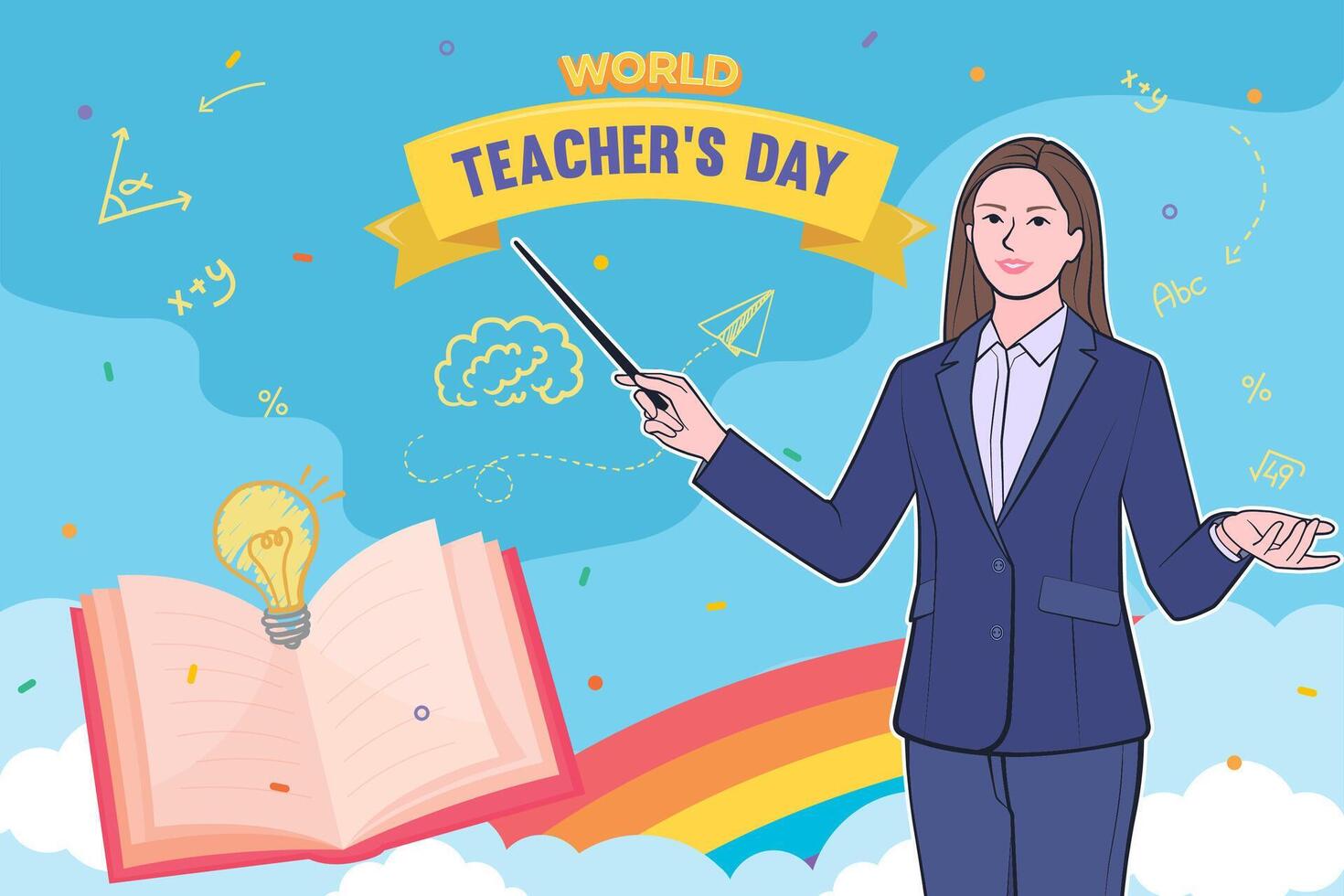 Happy teachers day congratulations. vector