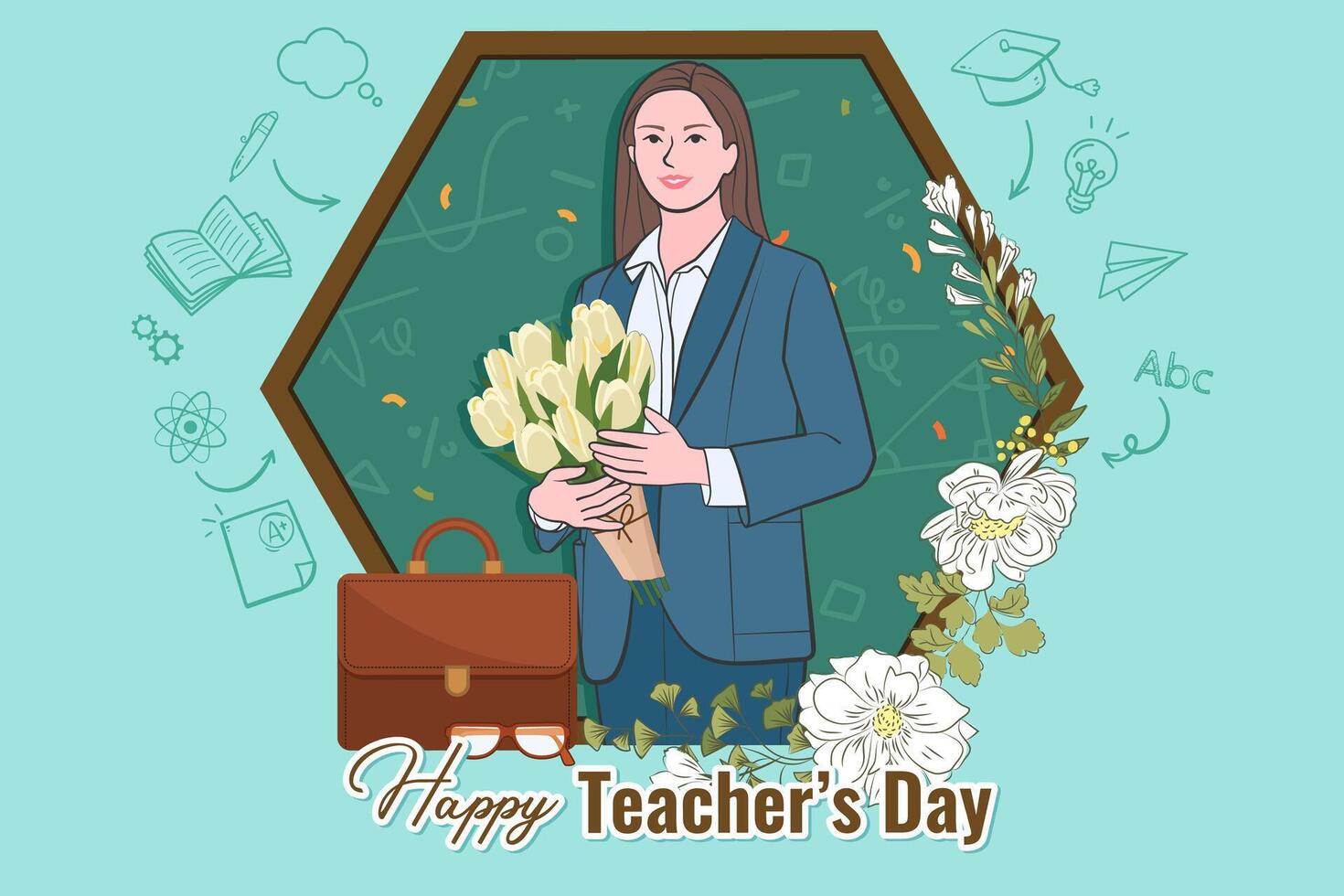 Happy teachers day congratulations. vector