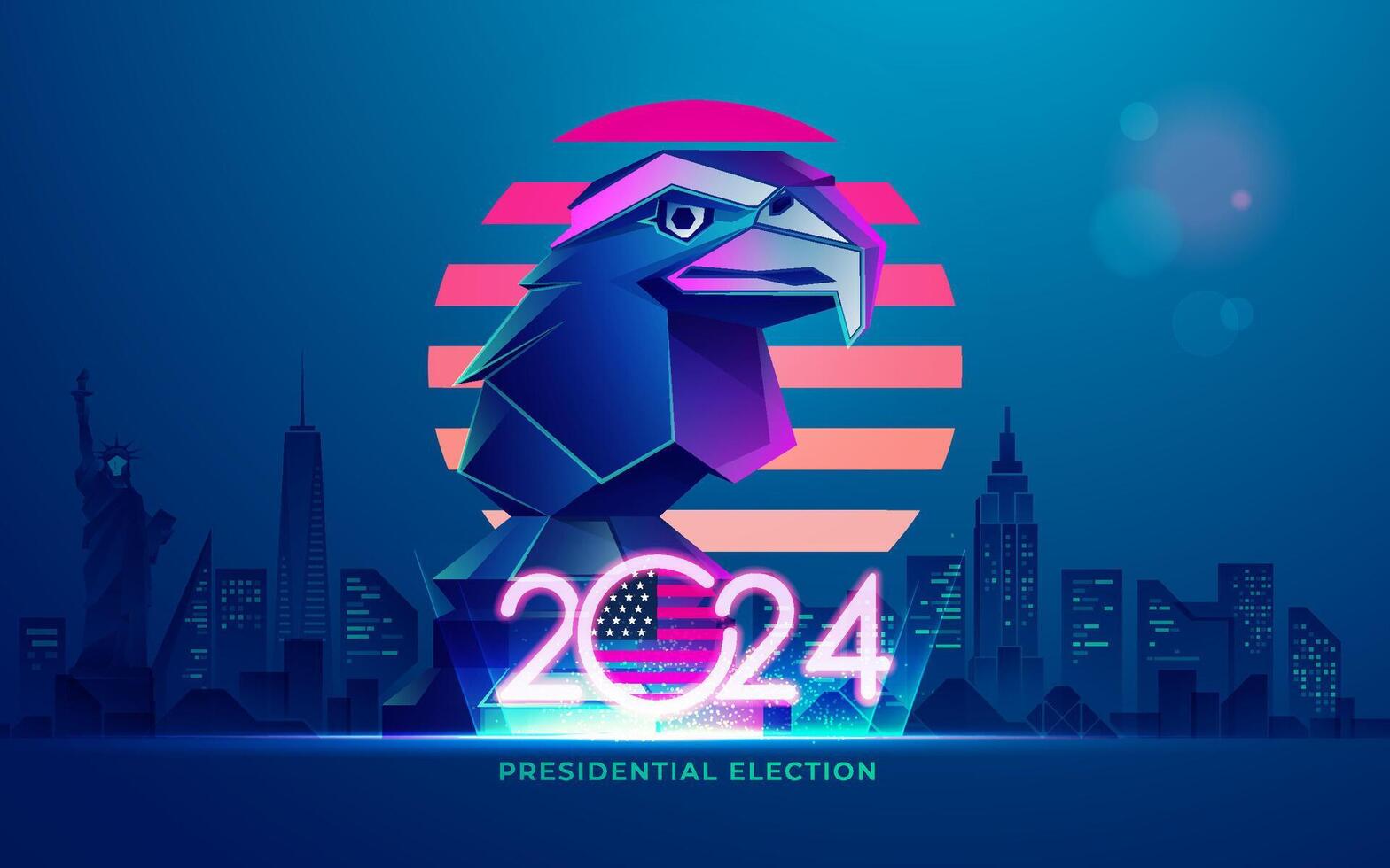 concept of USA election 2024 campaign, graphic of eagle chess with USA election 2024 logo vector