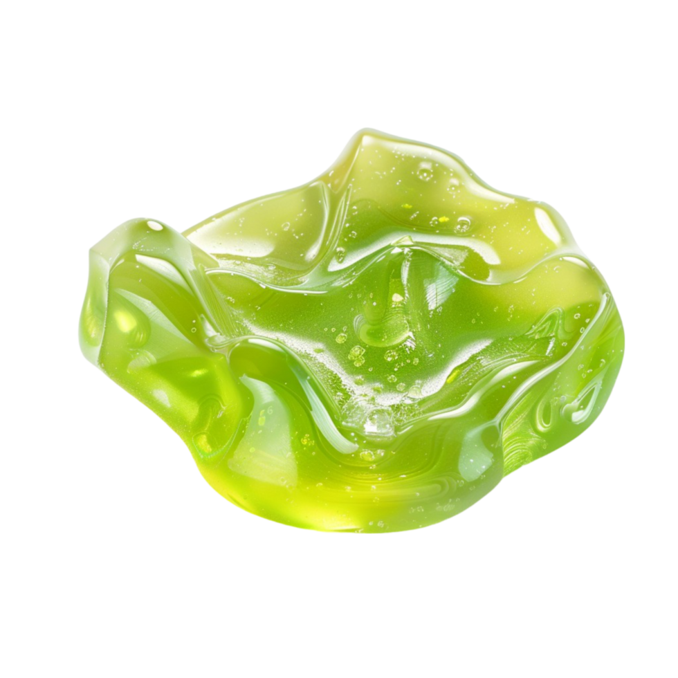 a green jelly with bubbles on it png