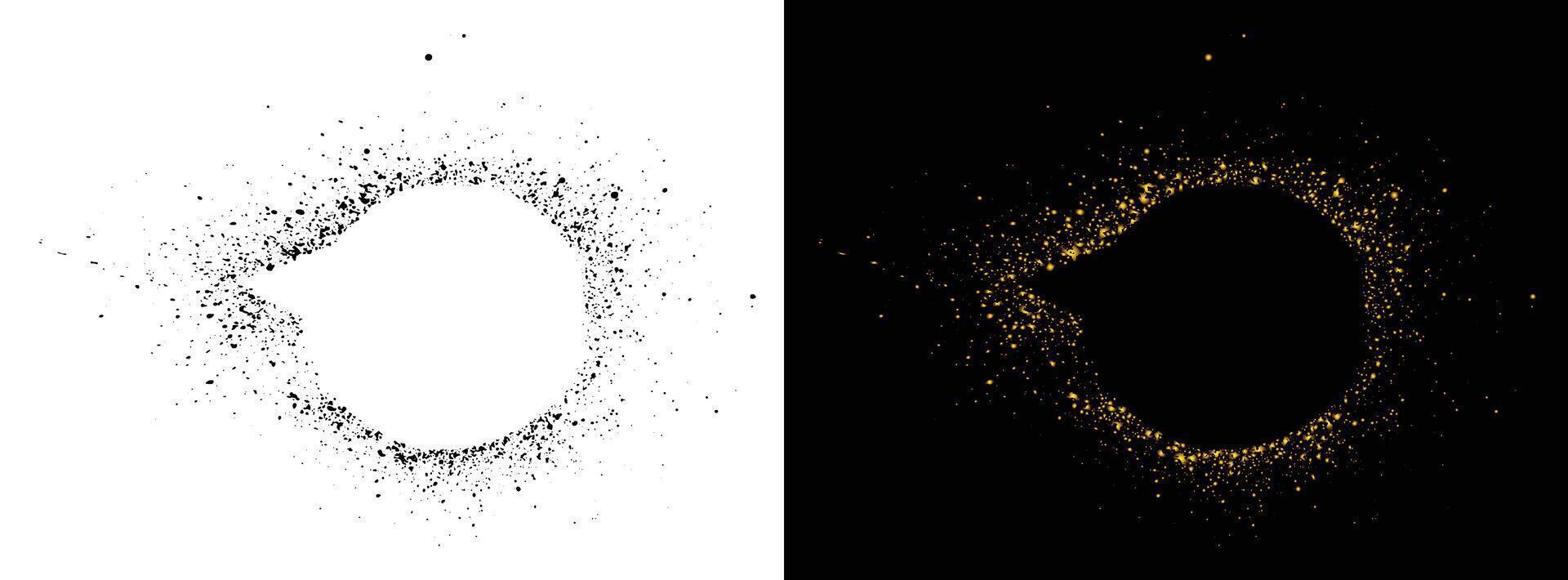 Graffiti black and golden spray hand-painted speech bubble vector