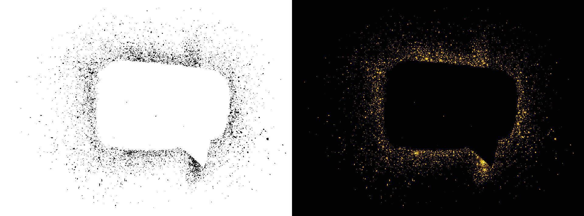 Editable gold glitter black and golden color speech bubble frame vector