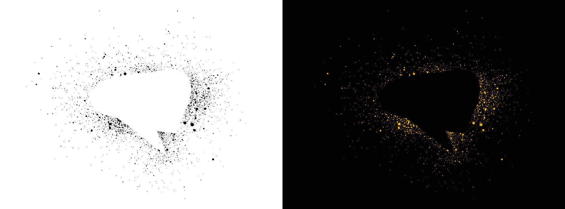 Black and golden grunge texture spray speech bubble icon vector