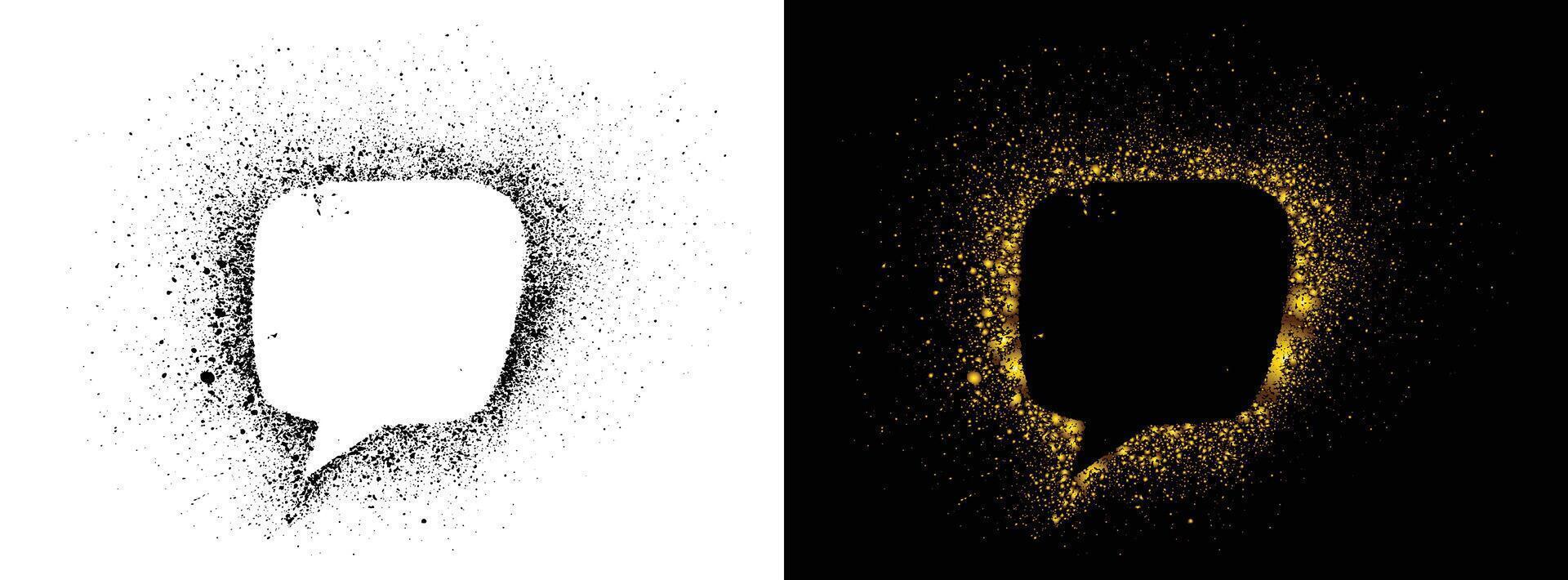 Spray-painted black and golden color Speech bubble icon frame vector
