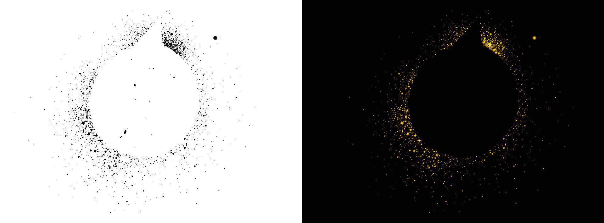 Spray-painted black and golden speech bubble symbol vector