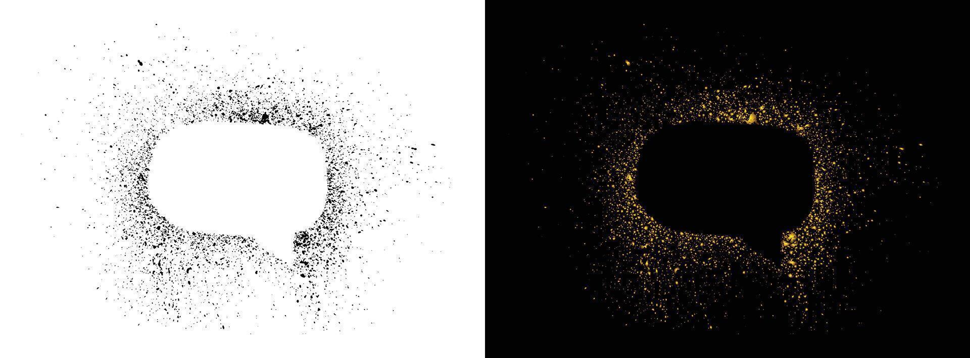 Golden and black color speech bubble symbol vector