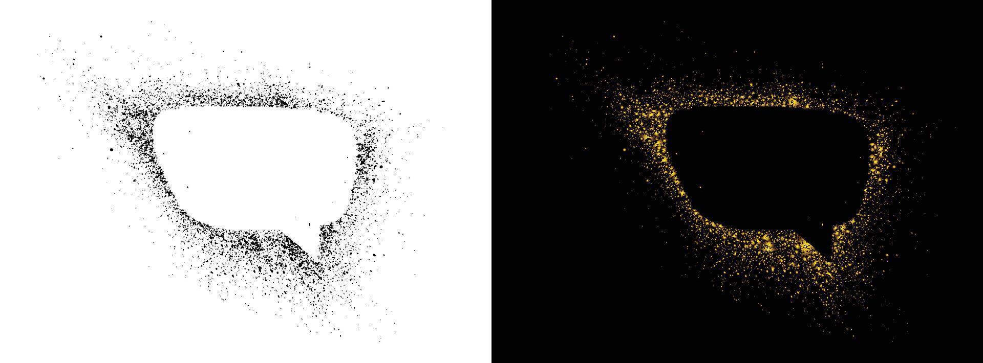 Spray-painted graffiti grunge texture black and golden color speech bubble vector