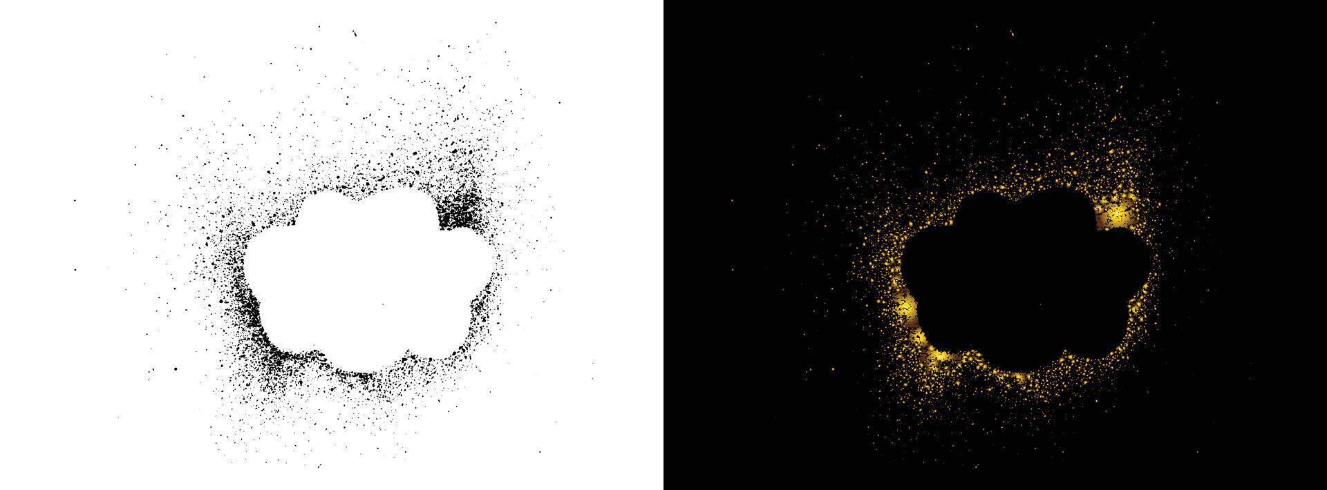 Spray-painted black and golden speech bubble vector