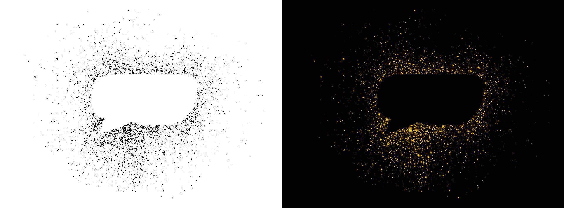 Graffiti editable black and gold glitter speech bubble symbol vector