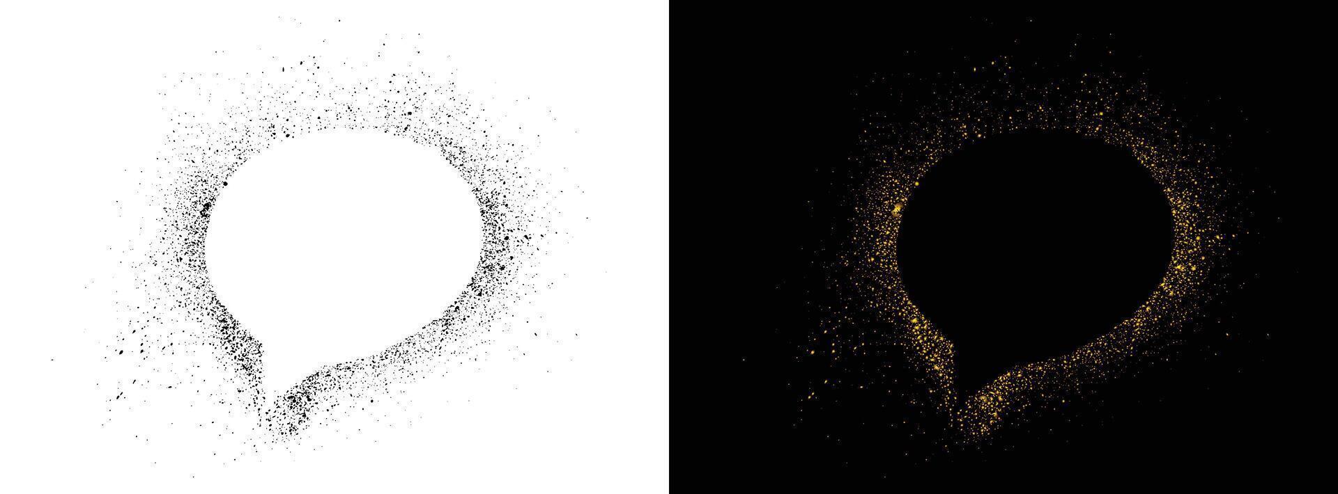 Spray texture graffiti black and golden color speech bubble pattern vector