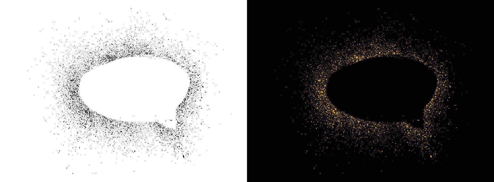 Spray-painted black and golden color speech bubble icon background vector
