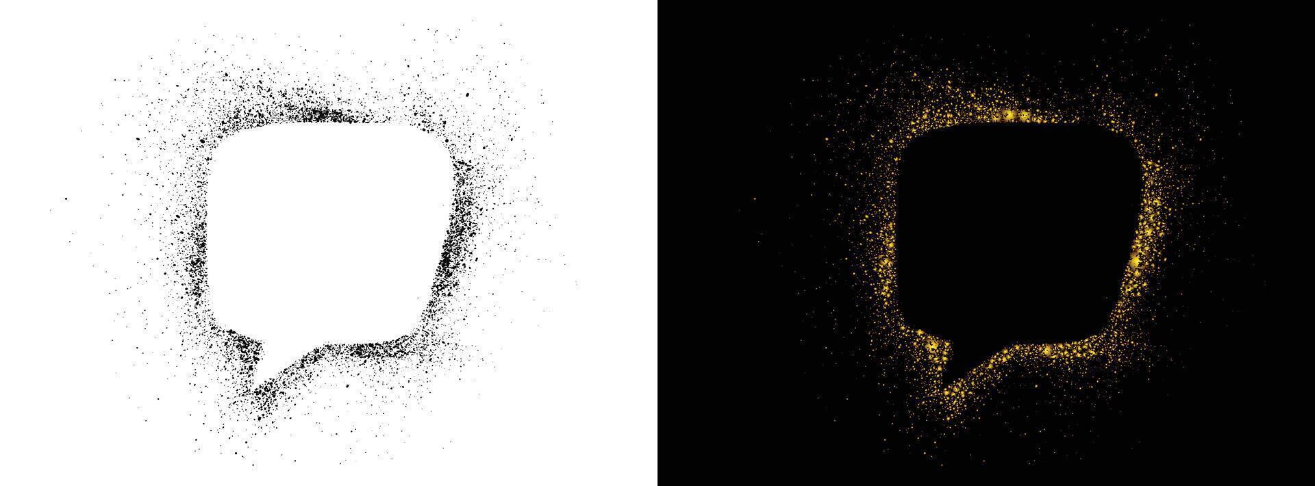 Spray paint golden and black color speech bubble frame vector