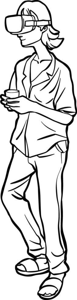 Man Using VR Headset technology vector