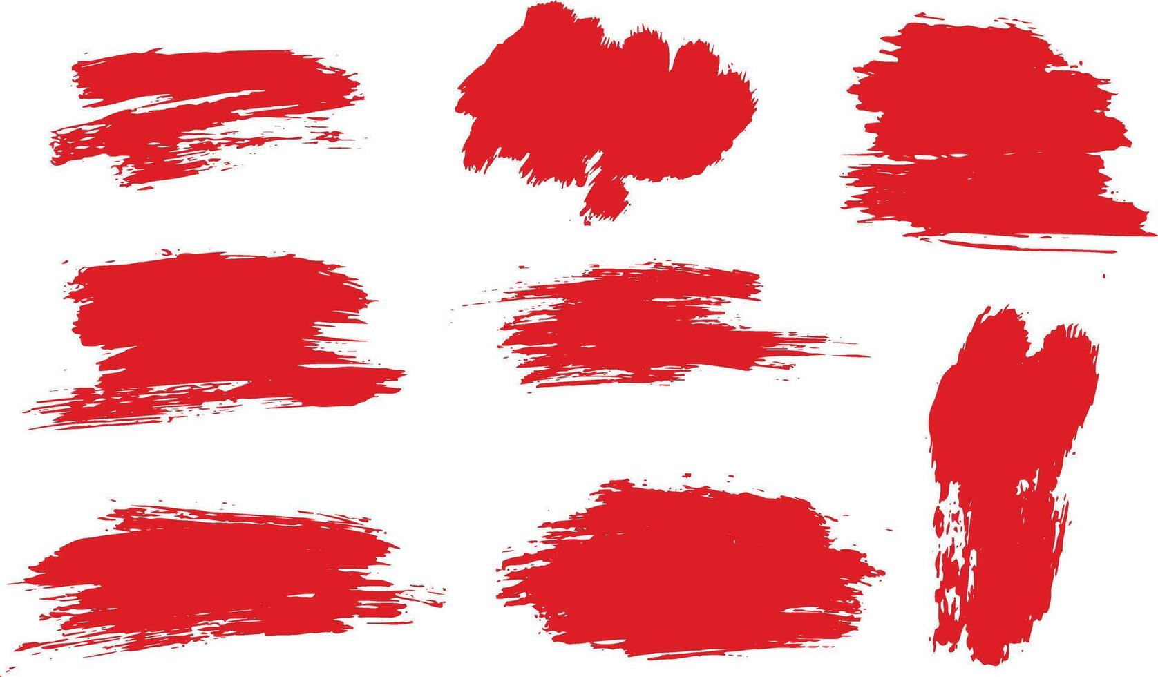 Ink abstract set of red color brush strokes frame vector