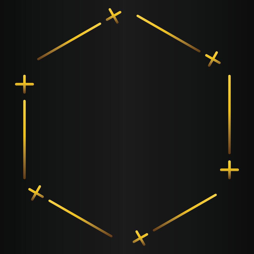 luxury black background with abstract golden geometric hexagon shape vector