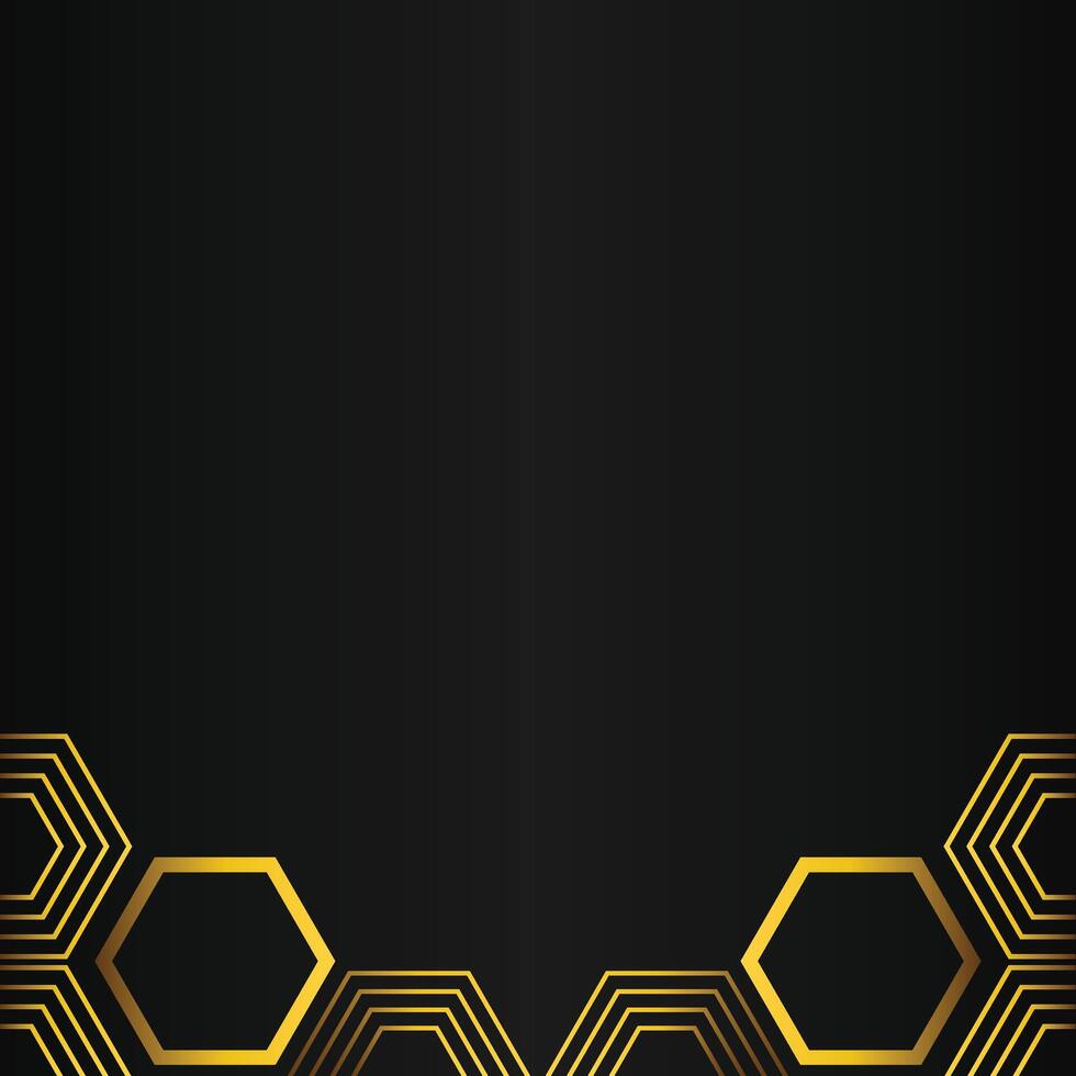 golden hexagon design on black background vector