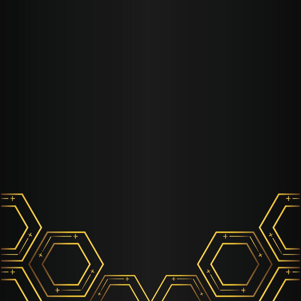 golden hexagon design on black background vector