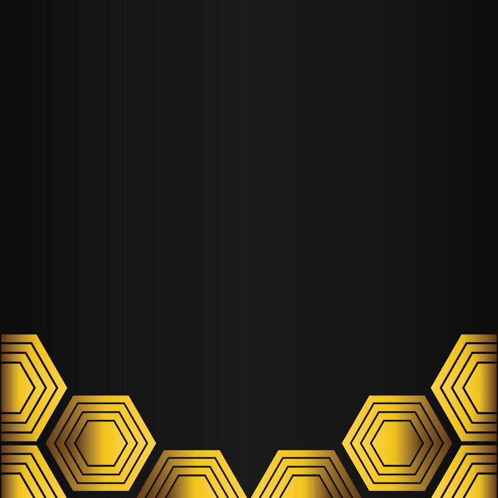 golden hexagon design on black background vector