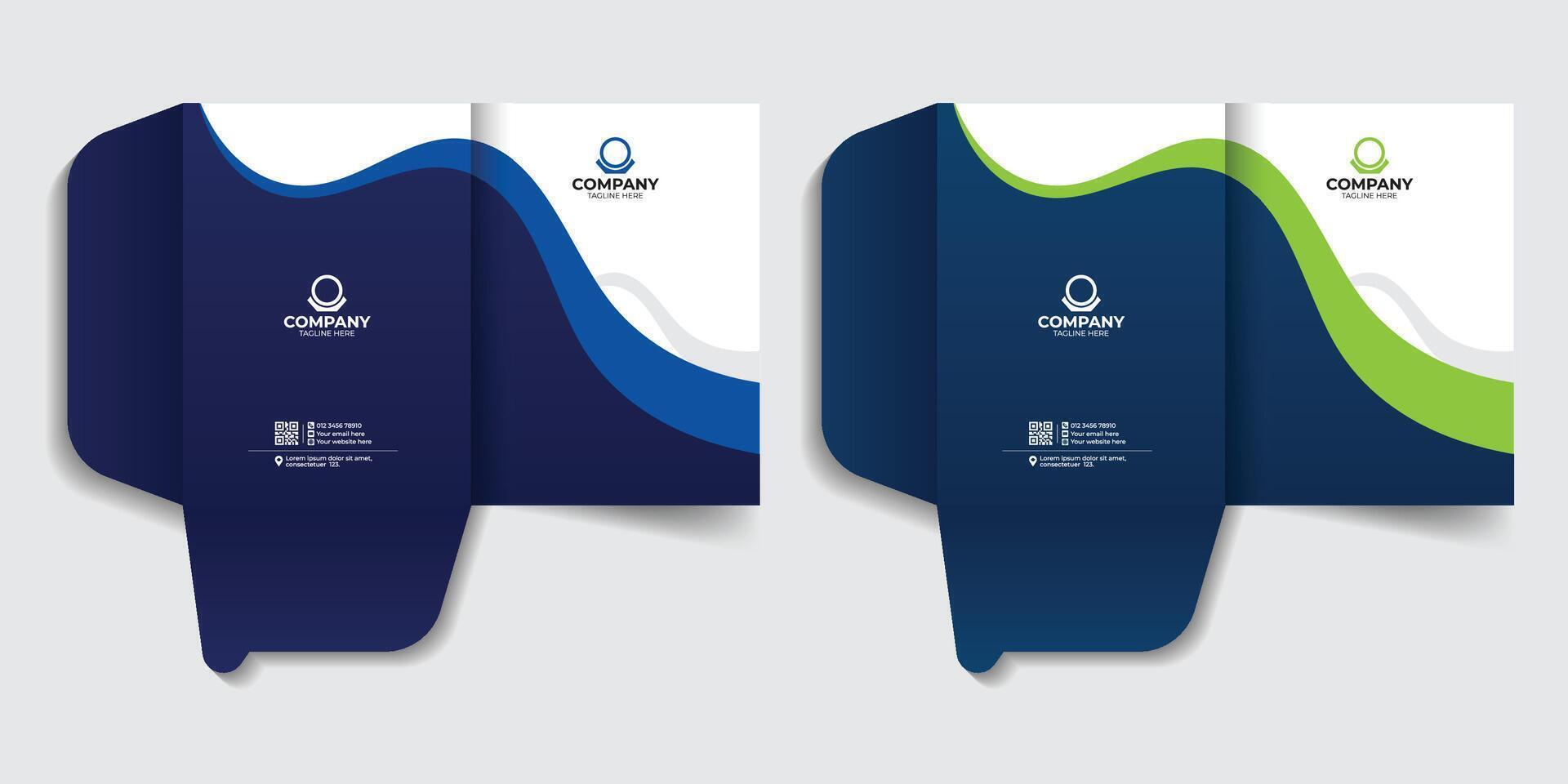 Branding stationery template, business file, business folder, business document, company file folder design. vector