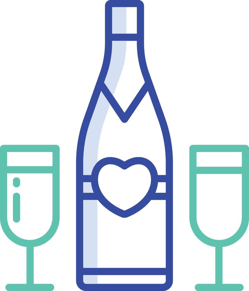Champagne outline color illustration vector