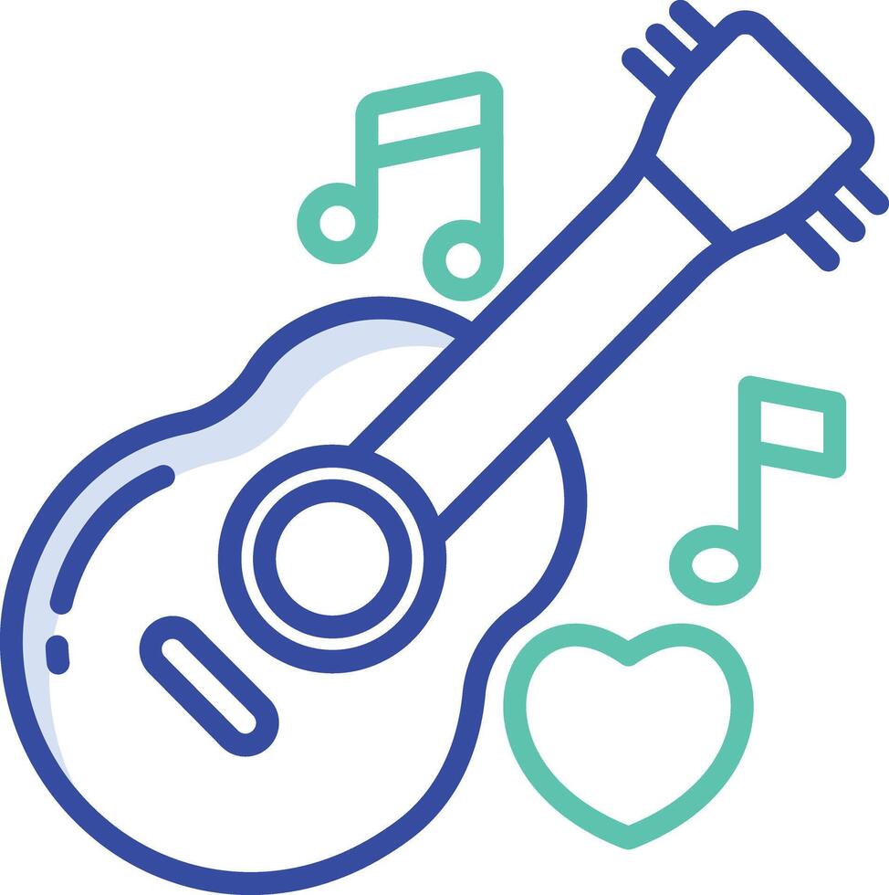 Guitar outline color illustration vector