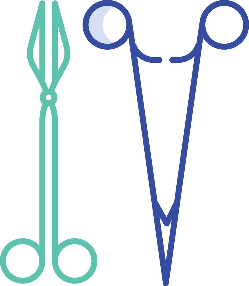 Surgical scissors outline color illustration vector
