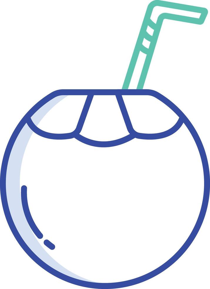 Tender coconut outline color illustration vector