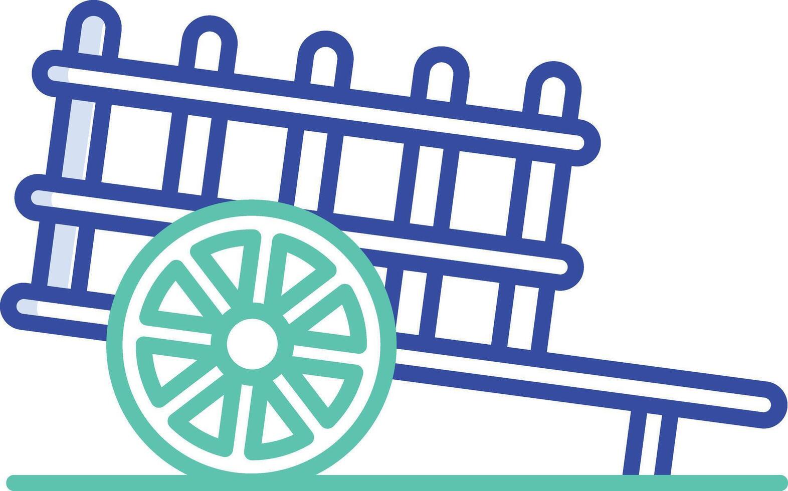 Bullock cart outline color illustration vector