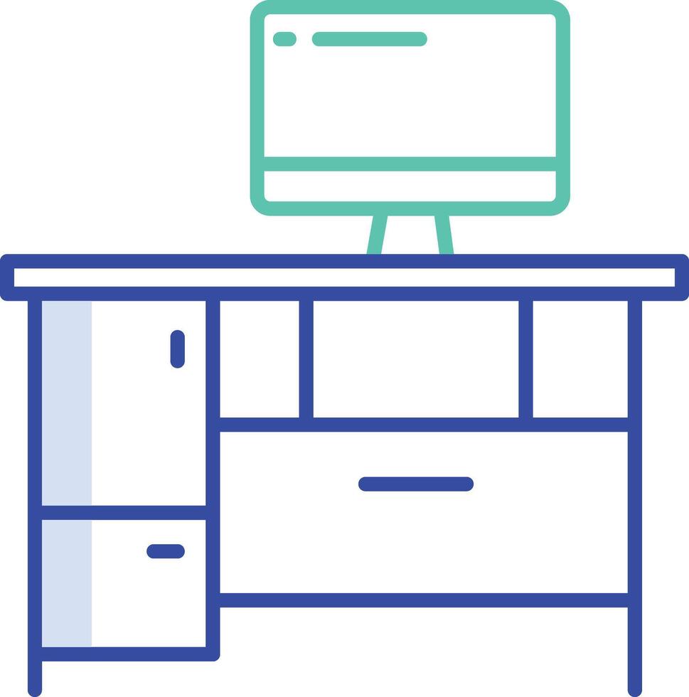 Computer table outline color illustration vector