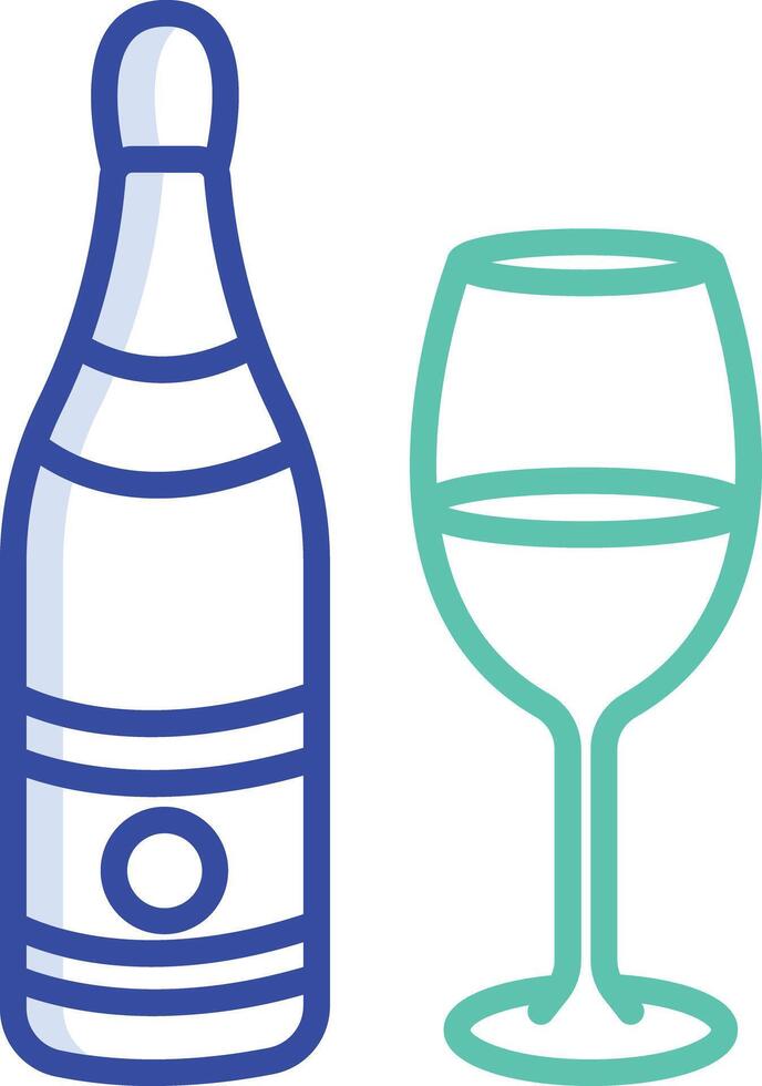 Champagne outline color illustration vector