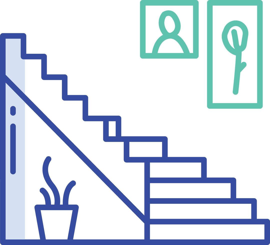 Stair case step outline color illustration vector