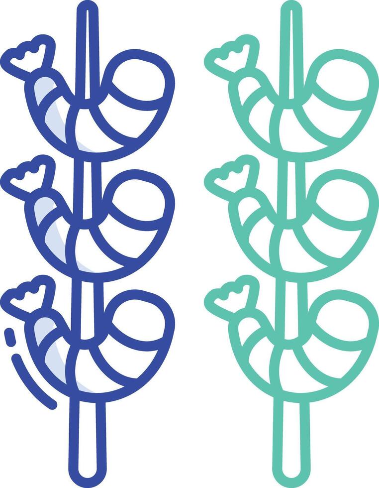 grilled shrimp outline color illustration vector