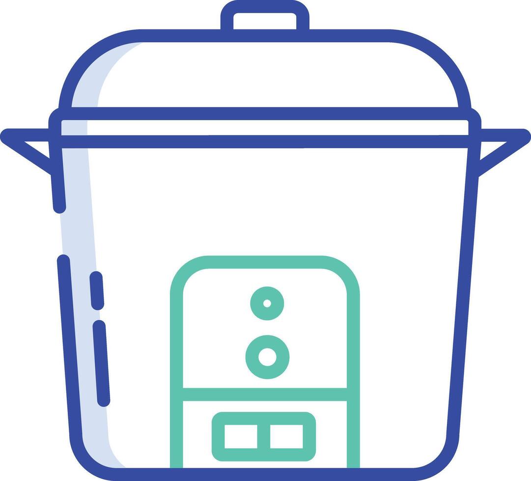 Rice cooker outline color illustration vector