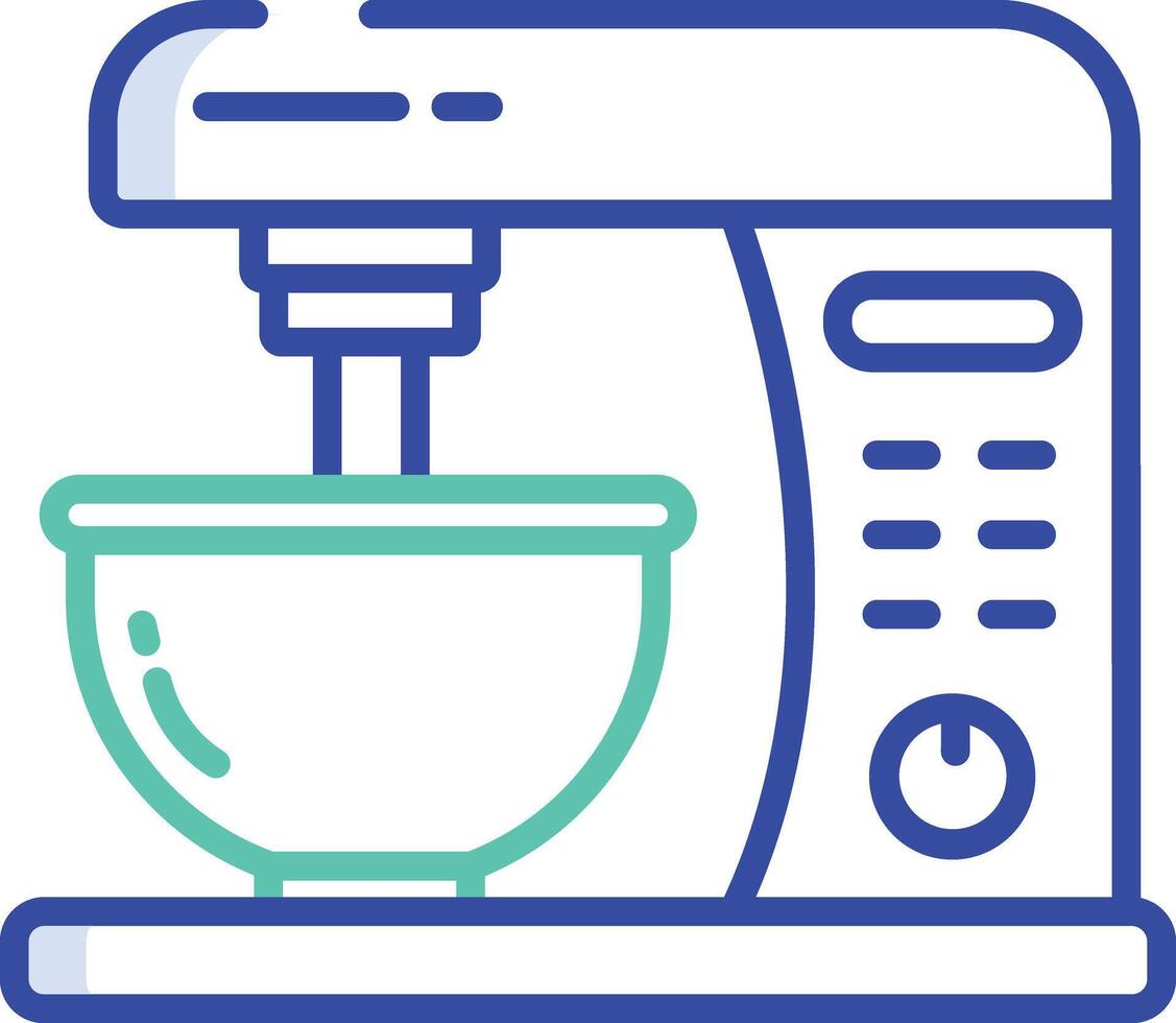 cake blender outline color illustration vector