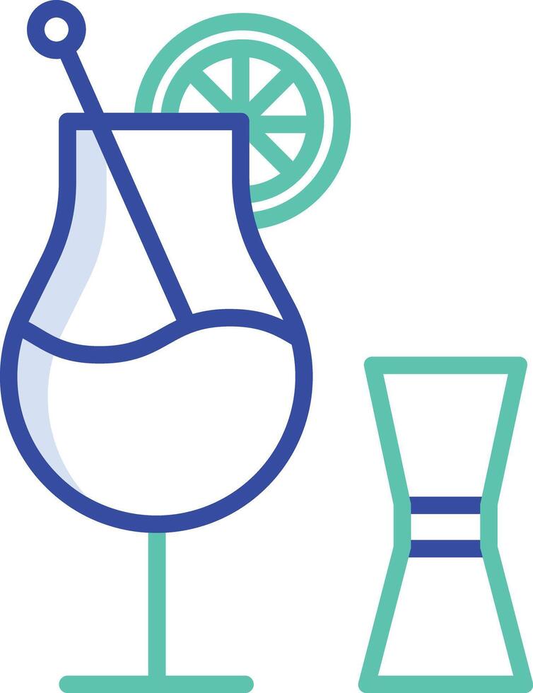 Cocktail outline color illustration vector