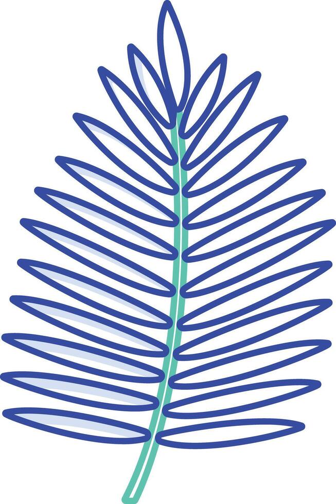 Parlor Palm Leaf outline color illustration vector