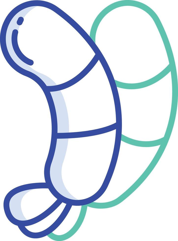 Shrimp sushi outline color illustration vector