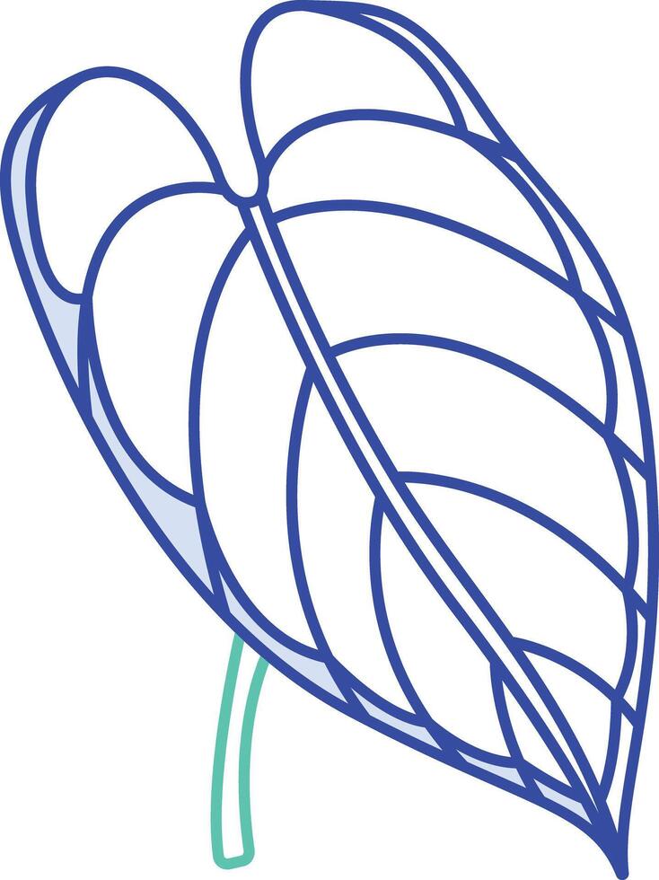 Anthurium Leaf outline color illustration vector