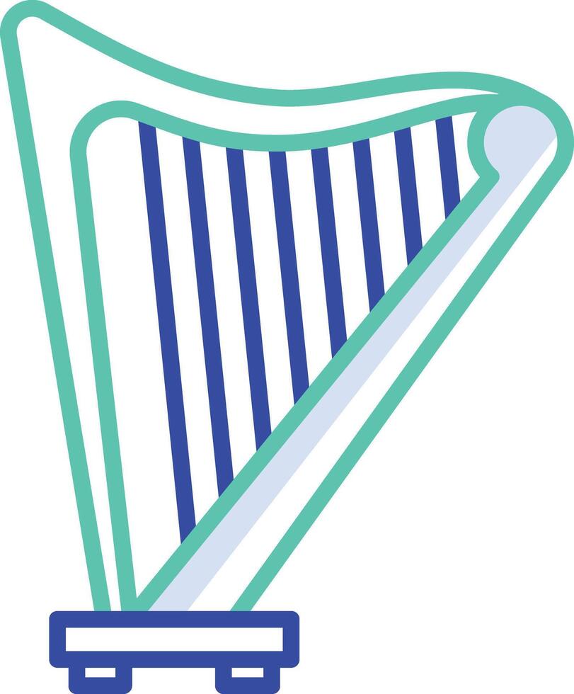 Harp outline color illustration vector
