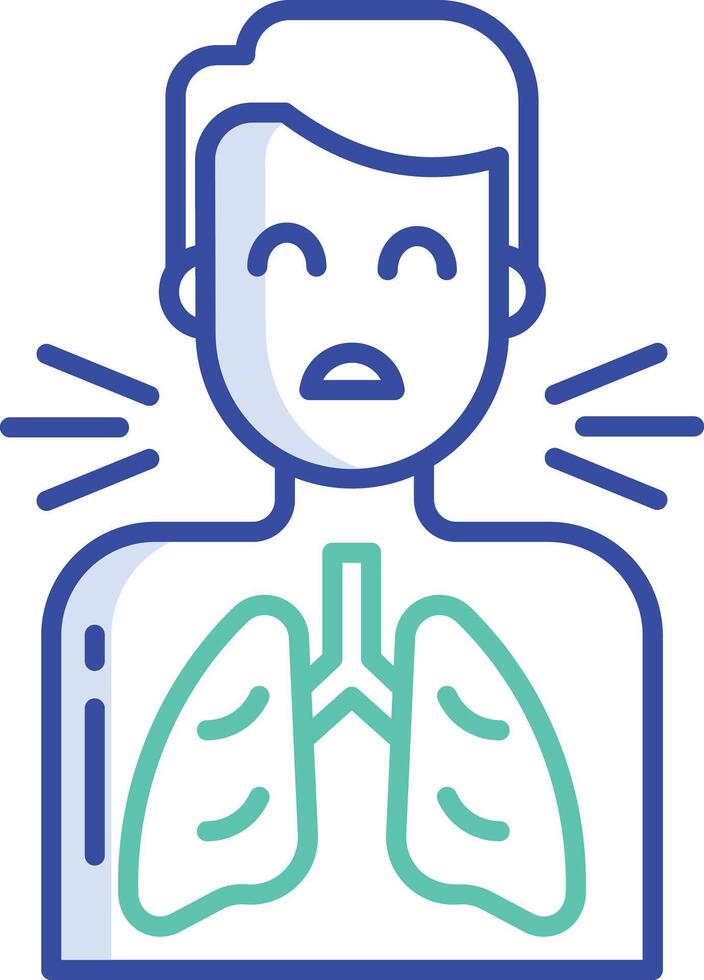 breathing problem outline color illustration vector