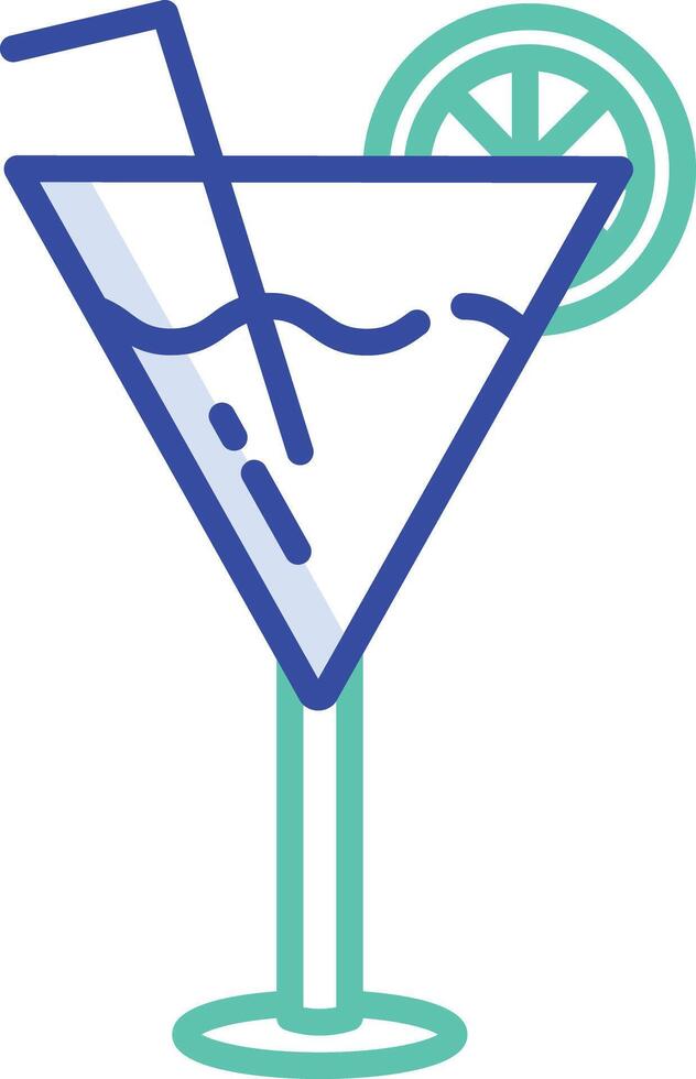 Cocktail outline color illustration vector