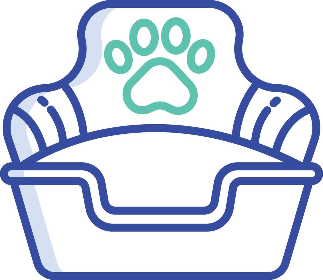 Dog bed outline color illustration vector