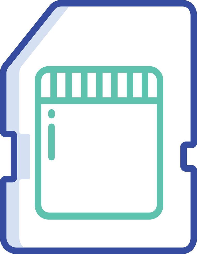 Memory Card outline color illustration vector