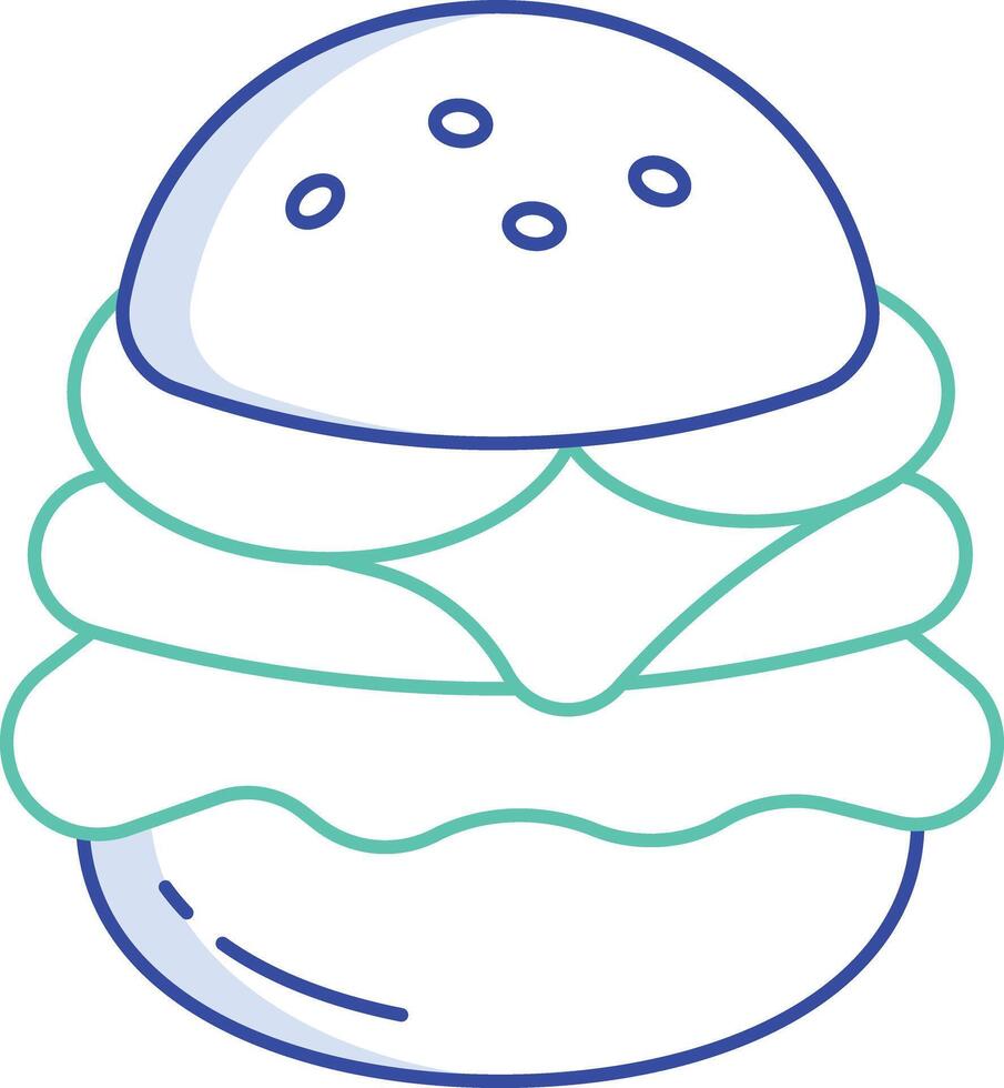 cheese patty beef burger outline color illustration vector
