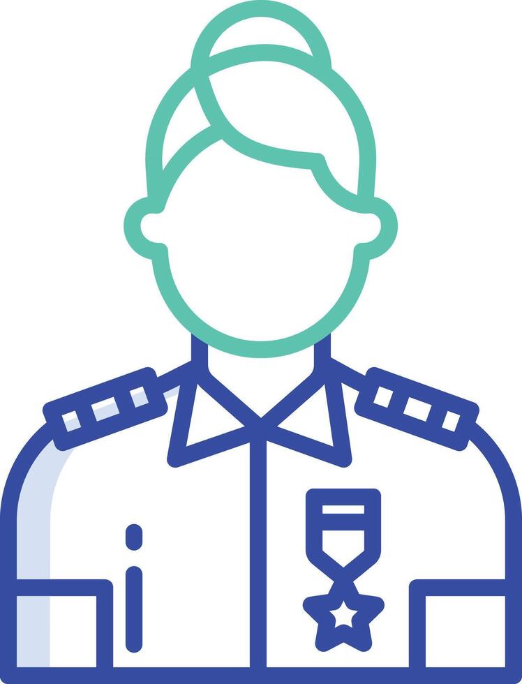 Police Woman outline color illustration vector