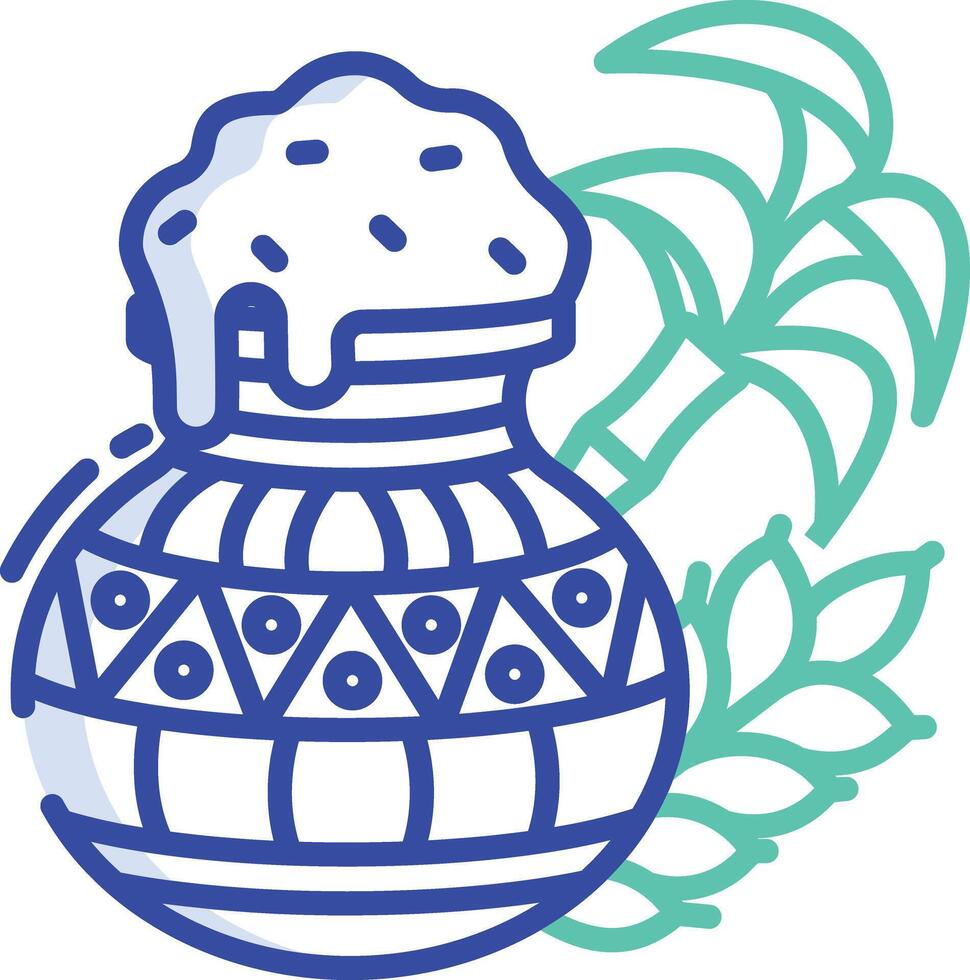 Pongal pot outline color illustration vector