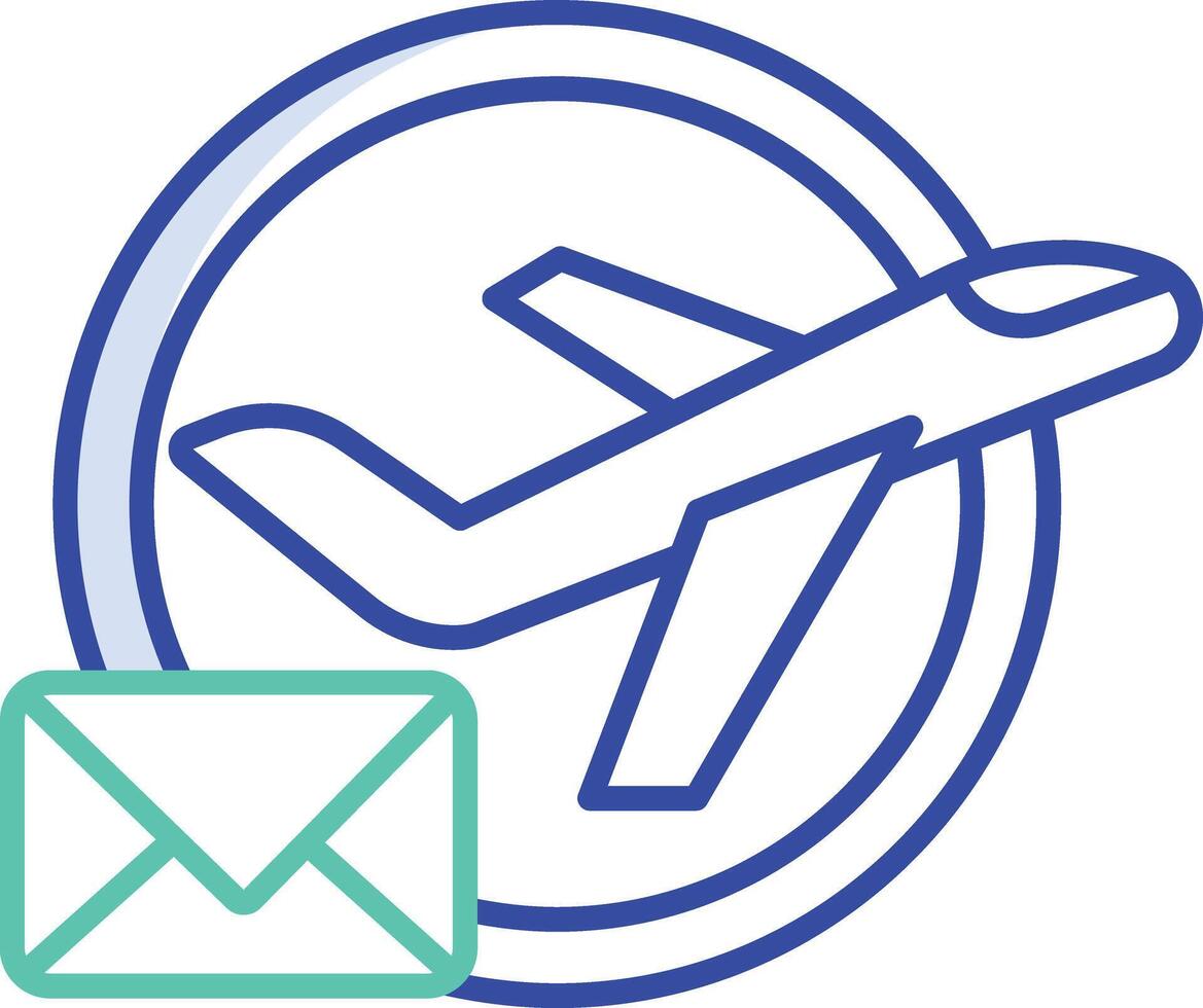 Post By air outline color illustration vector