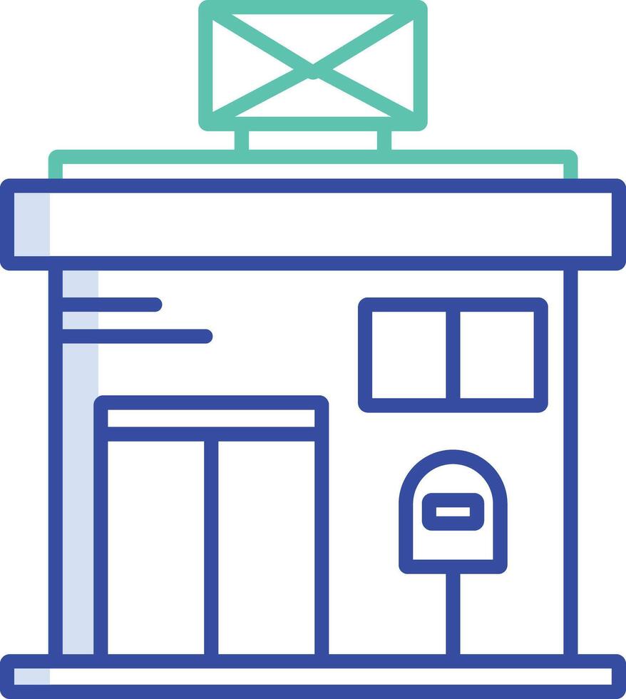 Post office outline color illustration vector