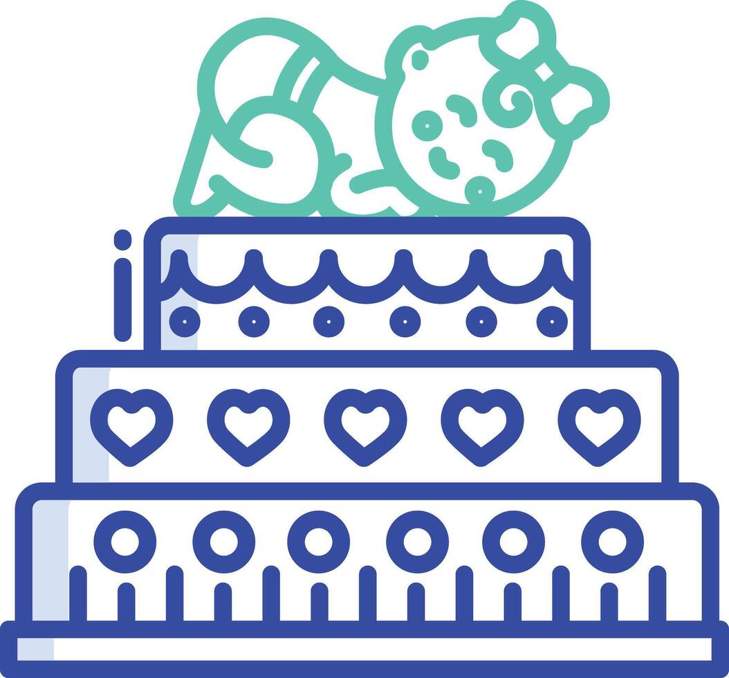 Maternity cake outline color illustration vector